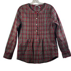 Vineyard Vines Plaid Button Up Shirt Size 8 Red Green‎ Cotton Cashmere Blend